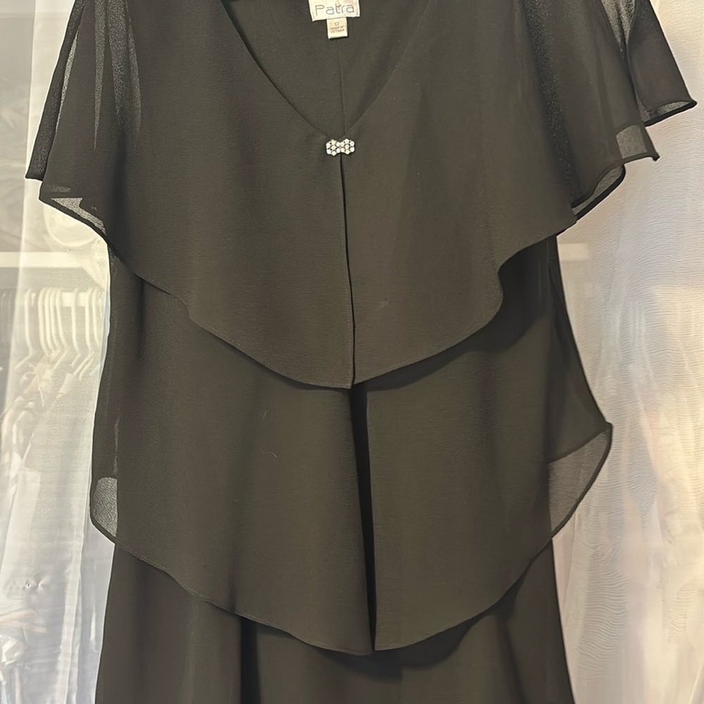 Patra Black Tiered Ruffled Cocktail Dress